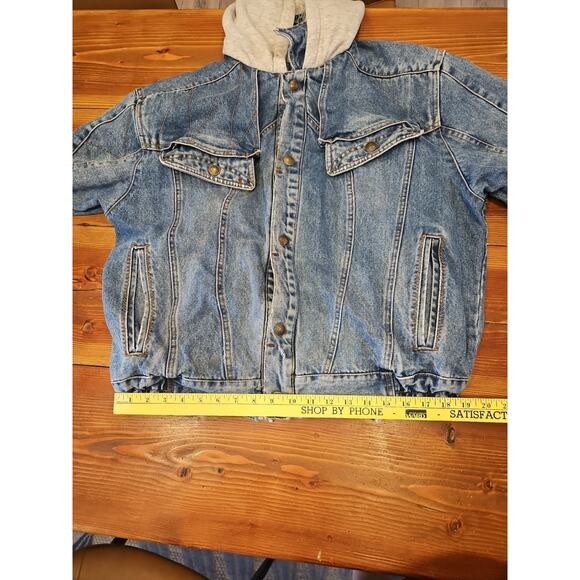 Vintage Blue Hoodie Jean Jacket Size Xtra Large XL New Order Outerwear American - Picture 10 of 11
